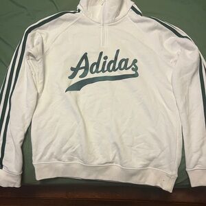 Adidas White and Green Women’s Sweatshirt